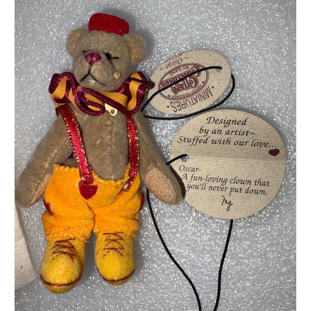 Ganz Mini Artist Designed Clown Bear Figurine "Oscar" Cottage Collectibles